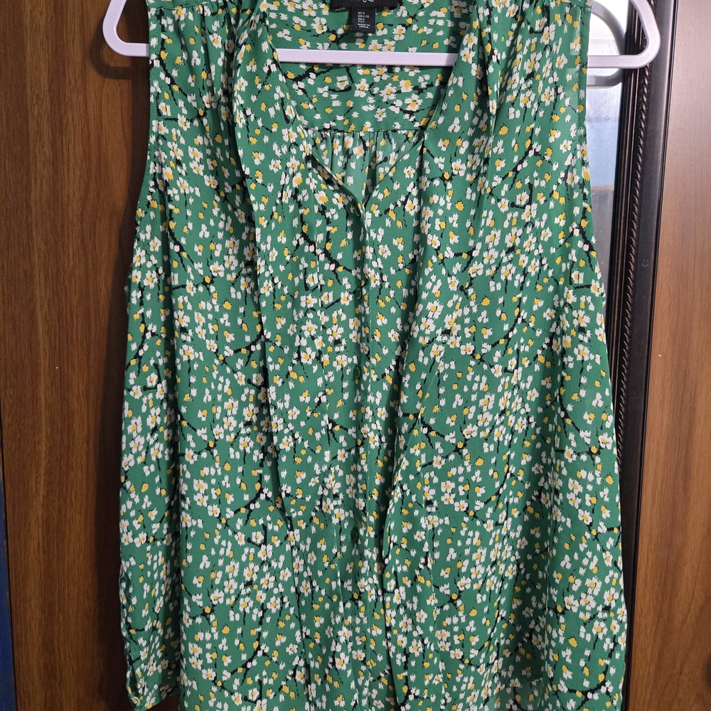 Cynthia Rowley Green Floral Blouse